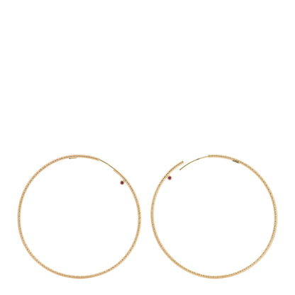 Roberto Coin 18K Yellow Gold Ruby Large Hoop Earrings 3 of 4