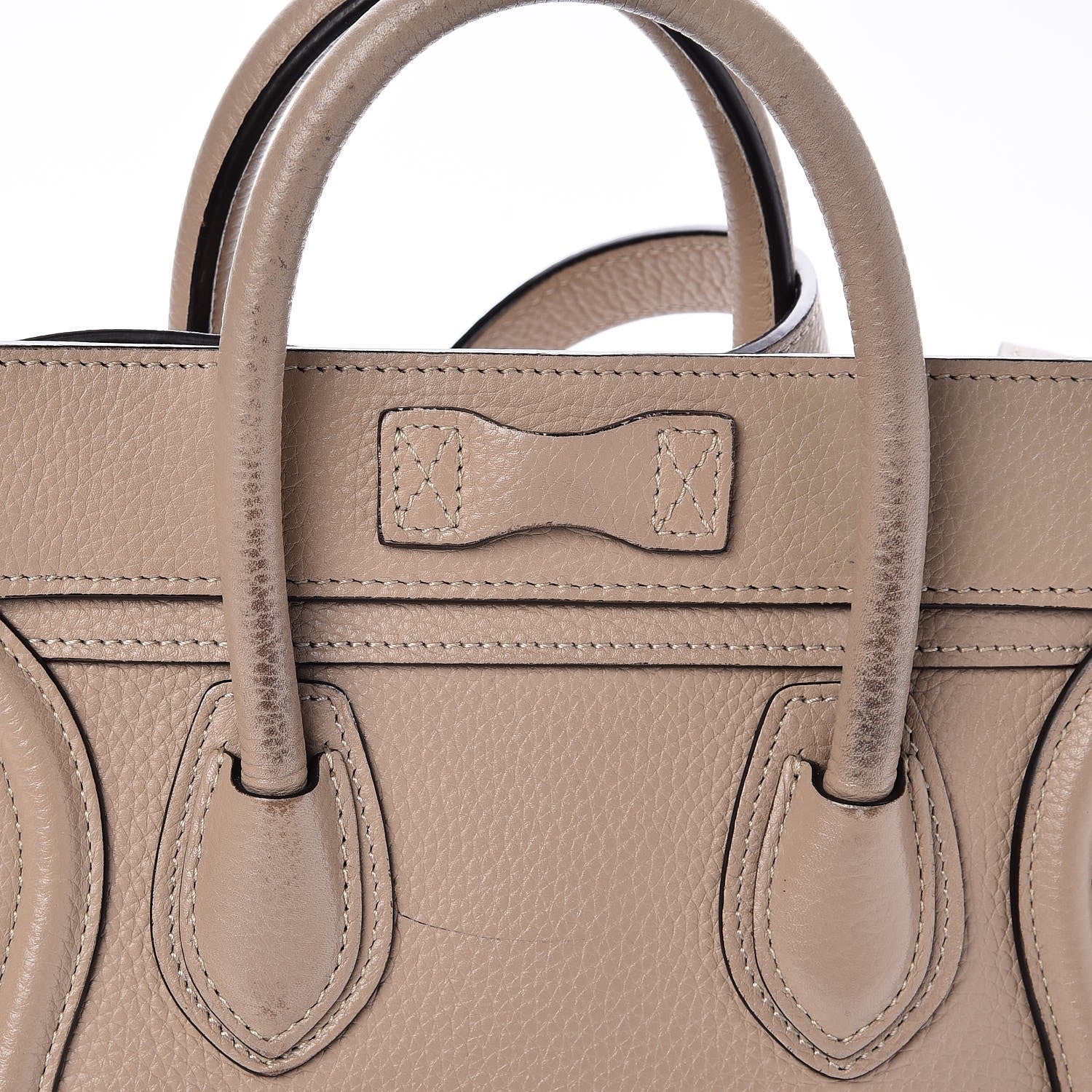 Celine Drummed Calfskin Nano Luggage Dune 8 of 11