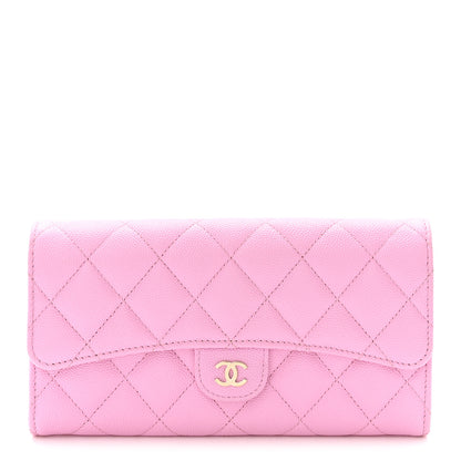 Chanel Caviar Quilted Large Gusset Flap Wallet Lilac 1 of 9