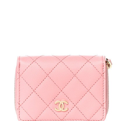 Chanel Caviar Quilted Compact Zipped Wallet Pink 9 of 12