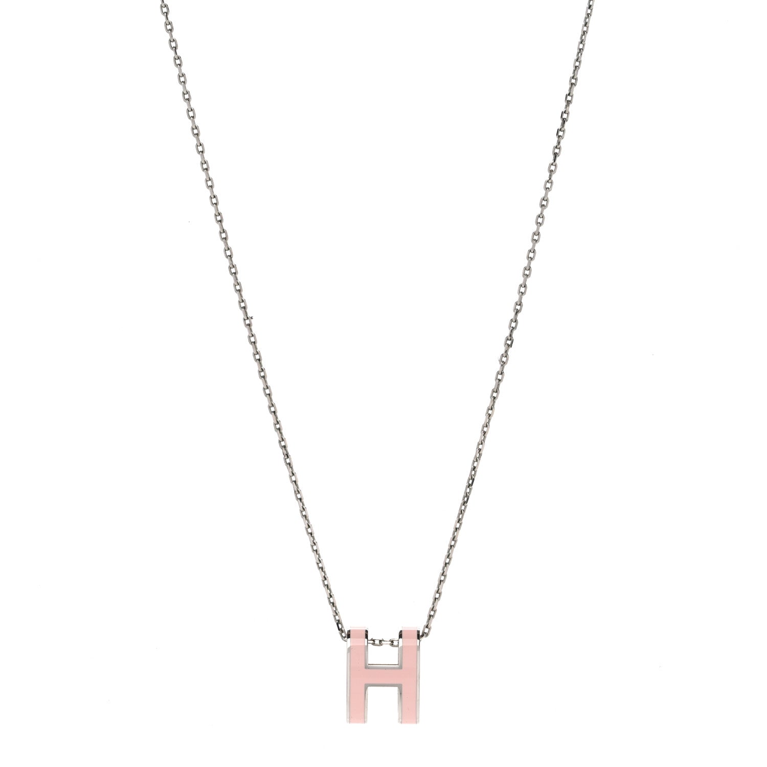 Hermes Palladium Mini Pop H Pendant Necklace Rose Dragee 1 of 4