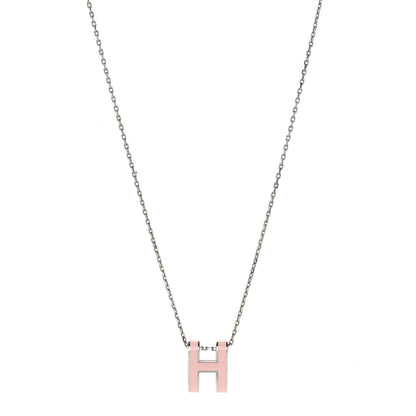 Hermes Palladium Mini Pop H Pendant Necklace Rose Dragee 1 of 4