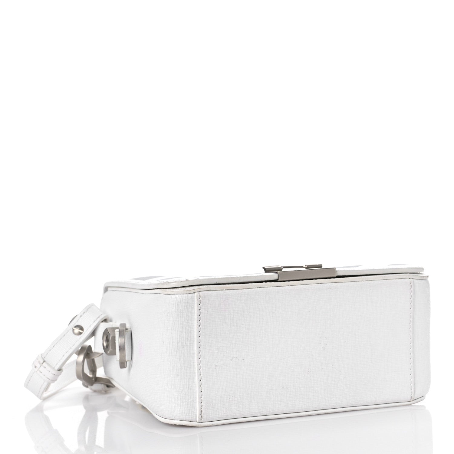 Off-White Saffiano Striped Mini Diag Binder Clip Bag White Black 4 of 12