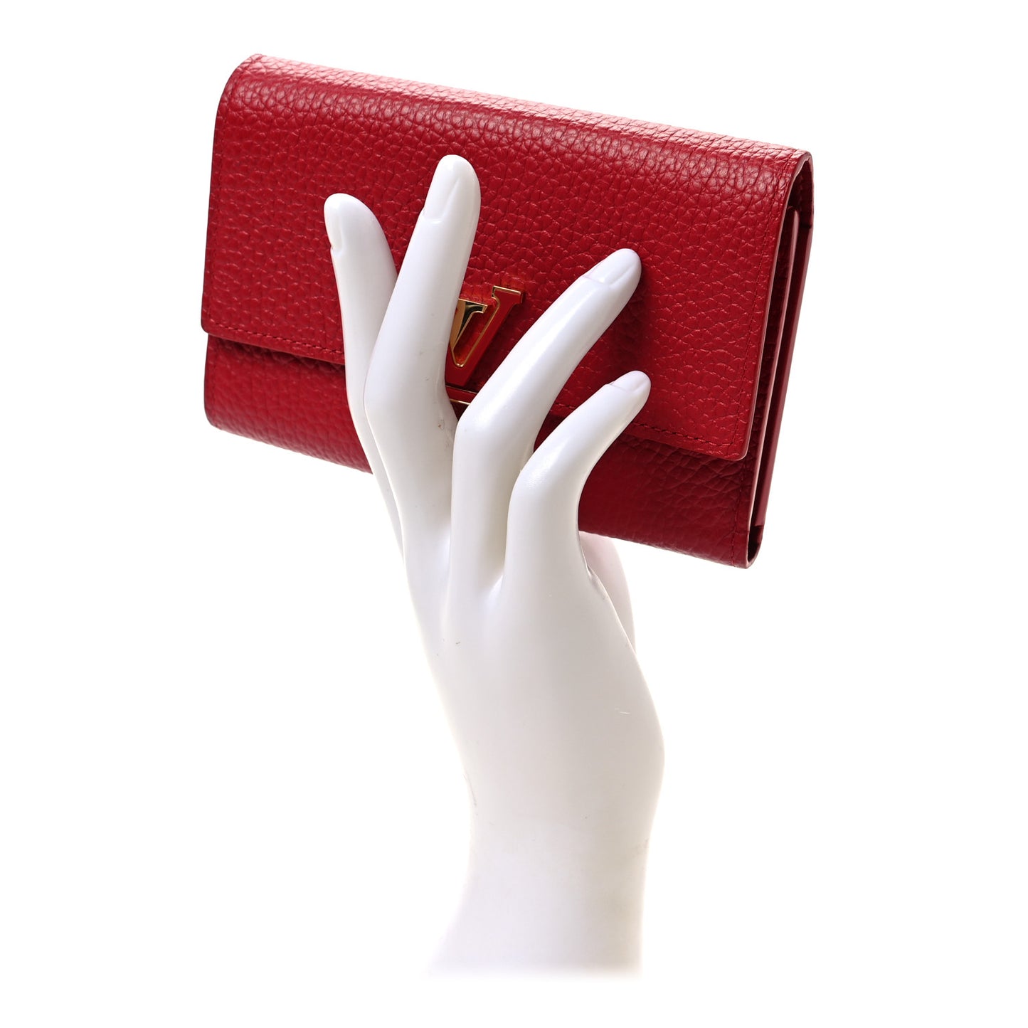 Taurillon Capucines Compact Wallet Rubis