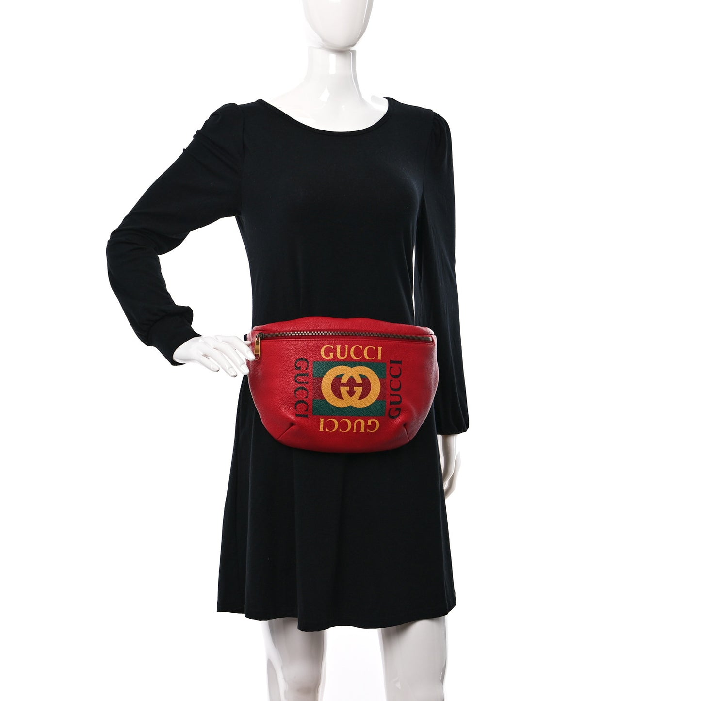 Grained Calfskin Logo Belt Bag Hibiscus Red