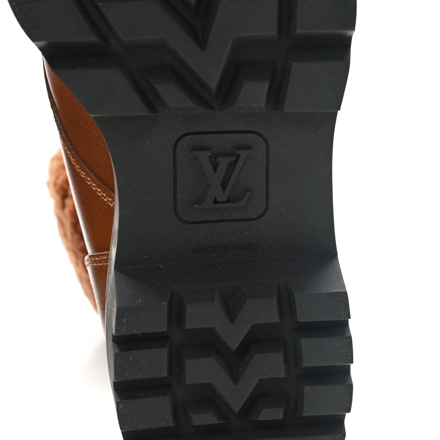 Louis Vuitton Calfskin Shearling Territory Ranger Combat Boots 36 Cognac 6 of 9