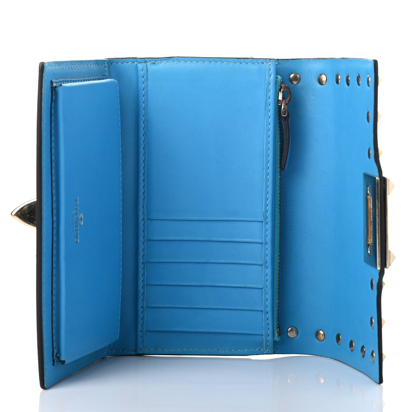 Vitello Rockstud Flip Lock Wristlet Wallet Parrot