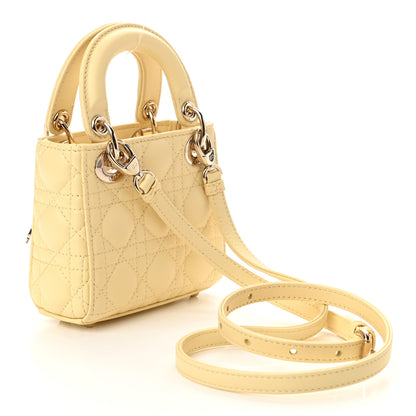 Christian Dior Lambskin Cannage Micro Lady Dior Soft Yellow 3 of 10