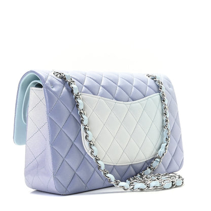 Chanel Perforated Lambskin Quilted Medium Double Flap Light Blue Light Purple White 16 of 19