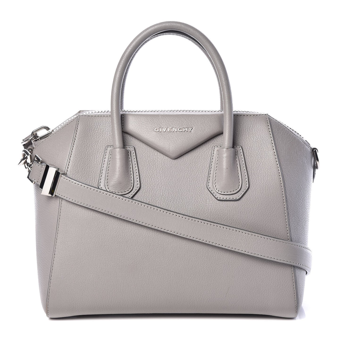 Sugar Goatskin Small Antigona Pearl Grey