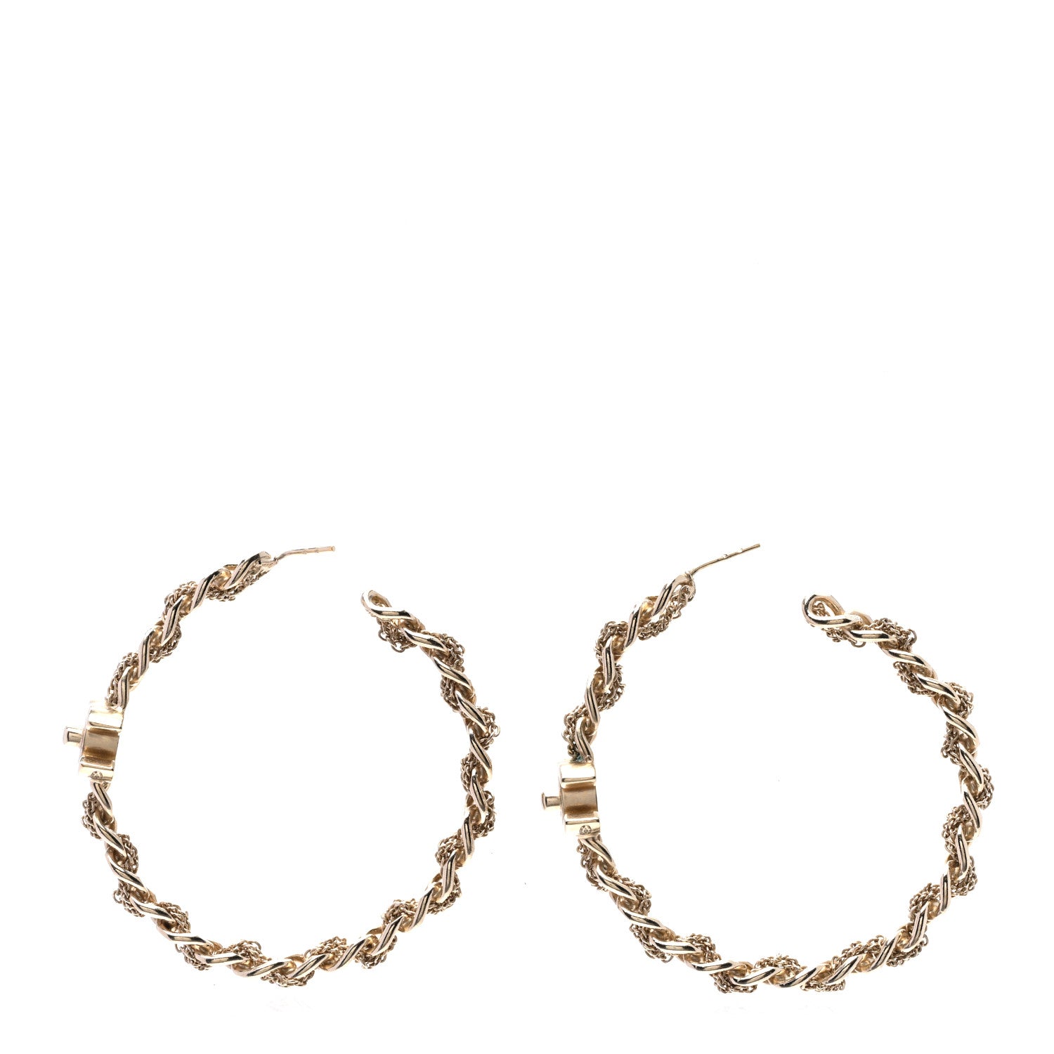 Chanel Metal CC Turnlock Chain Hoop Earrings Gold 1 of 4