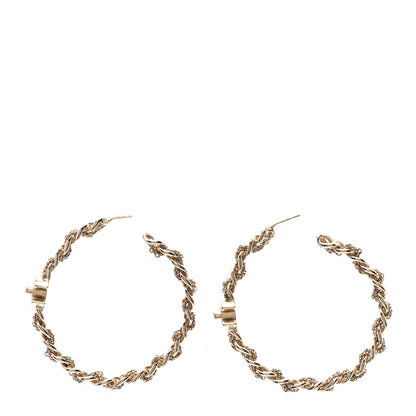Chanel Metal CC Turnlock Chain Hoop Earrings Gold 1 of 4