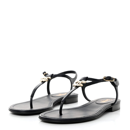 Chanel Lambskin Crystal CC Thong Sandals 37 Navy Blue 3 of 8