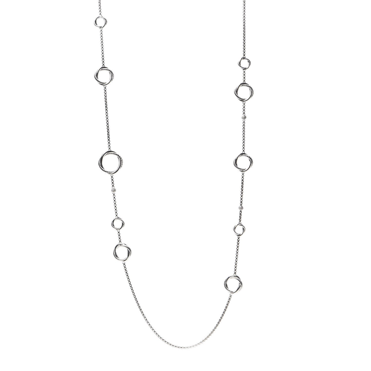 Sterling Silver Diamond 14mm Infinity Station Necklace