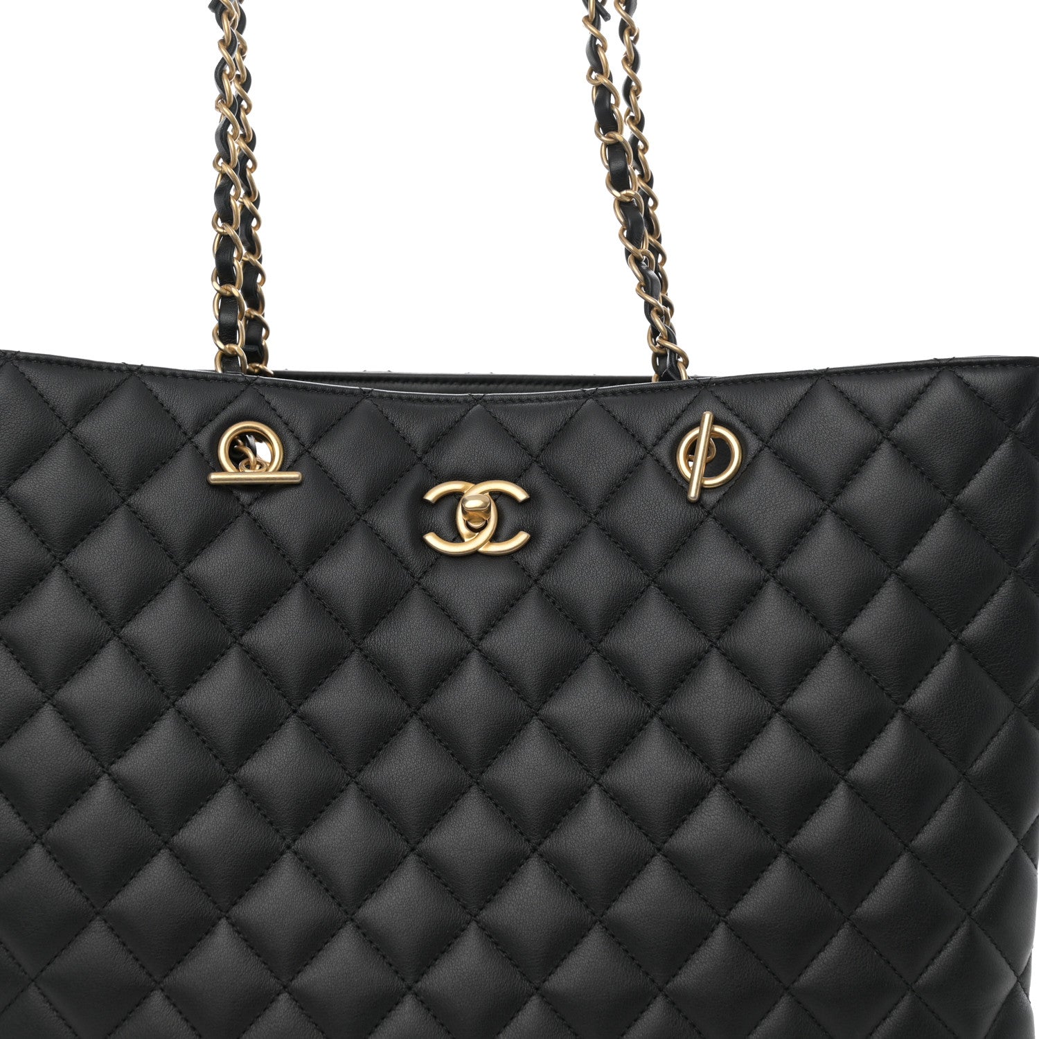Chanel Calfskin Quilted Large Classic Shopping Tote Black 8 of 10