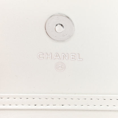 Chanel Calfskin Quilted Maxi Pearls Card Holder Flap With Chain White 6 of 11