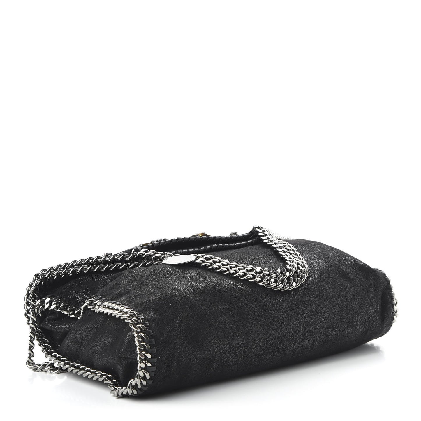 Embellished Shaggy Deer Small Falabella Fold Over Tote Black