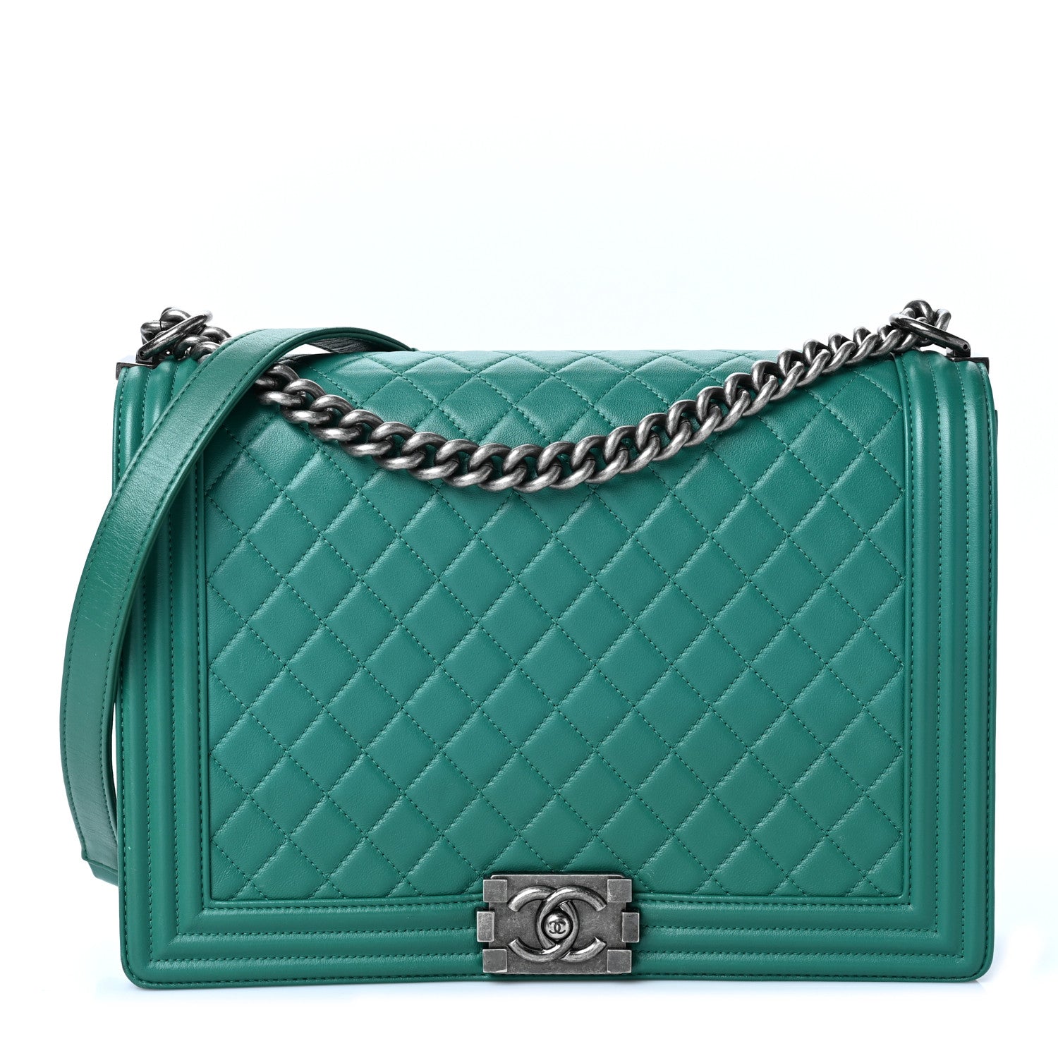 Chanel Lambskin Quilted Large Boy Flap Green 1 of 9
