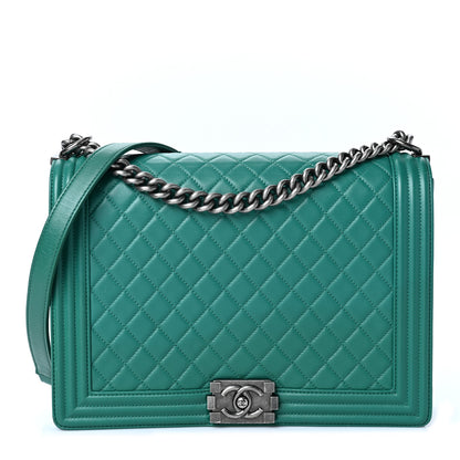 Chanel Lambskin Quilted Large Boy Flap Green 1 of 9