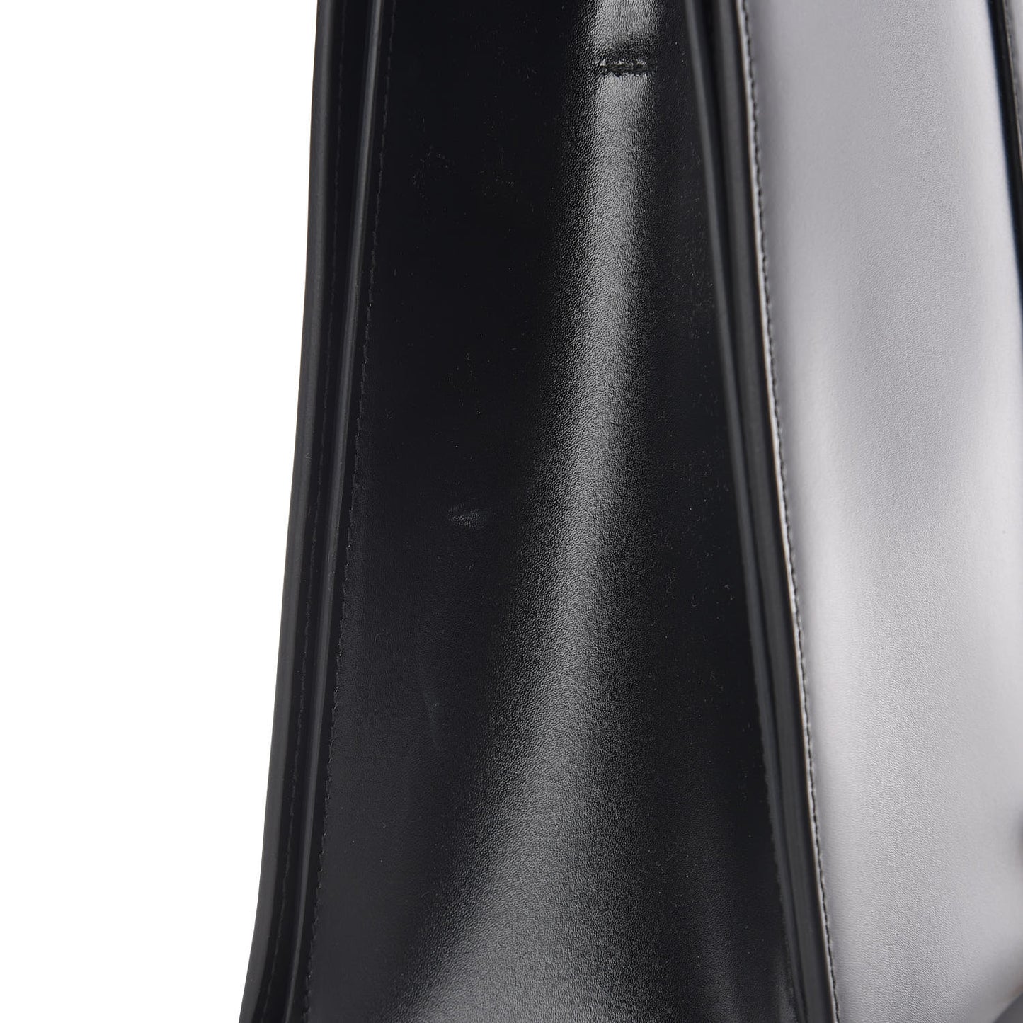 Shiny Box Calfskin Hourglass Tote Black