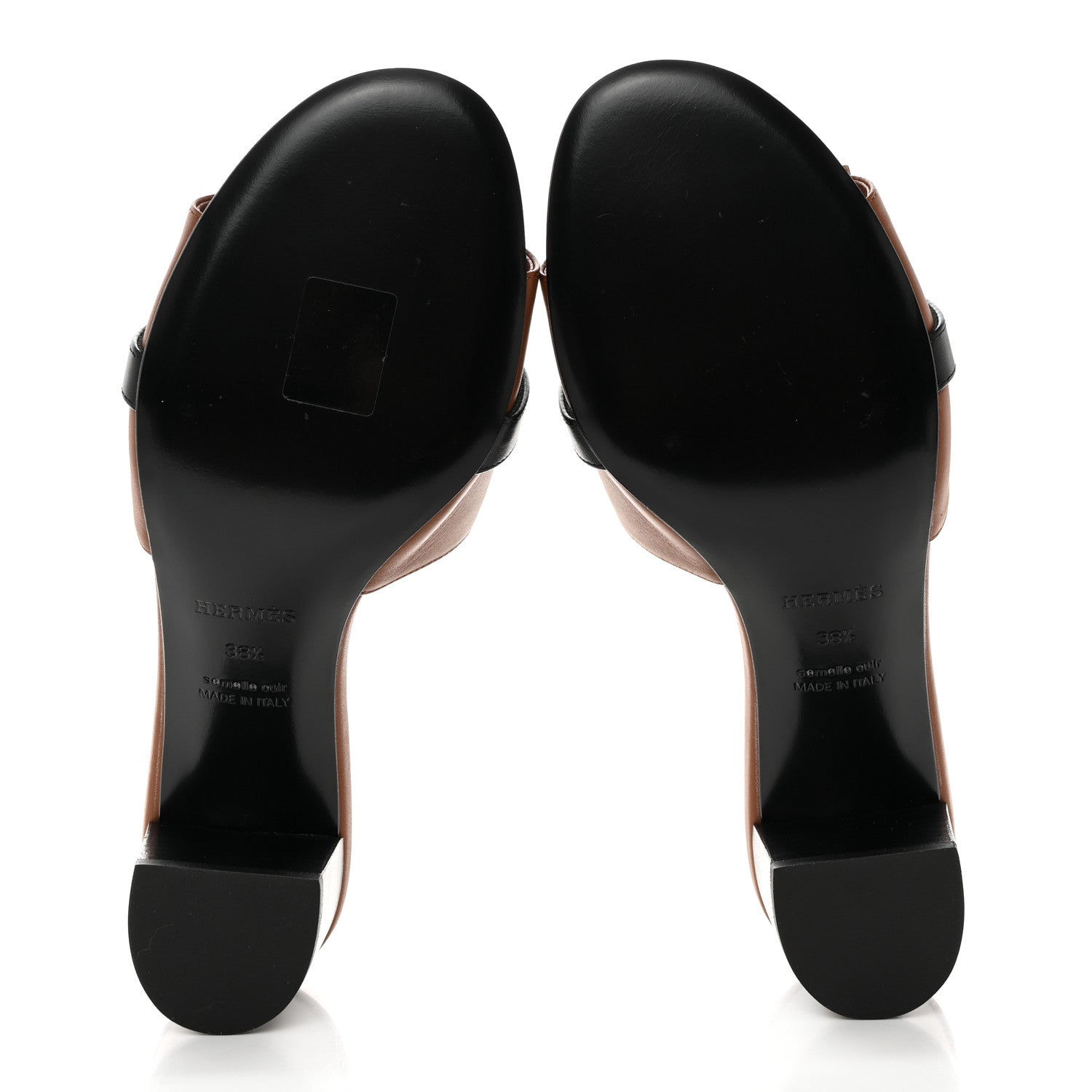 Hermes Calfskin Gigi 50 Sandals 38.5 Gold Black 5 of 9