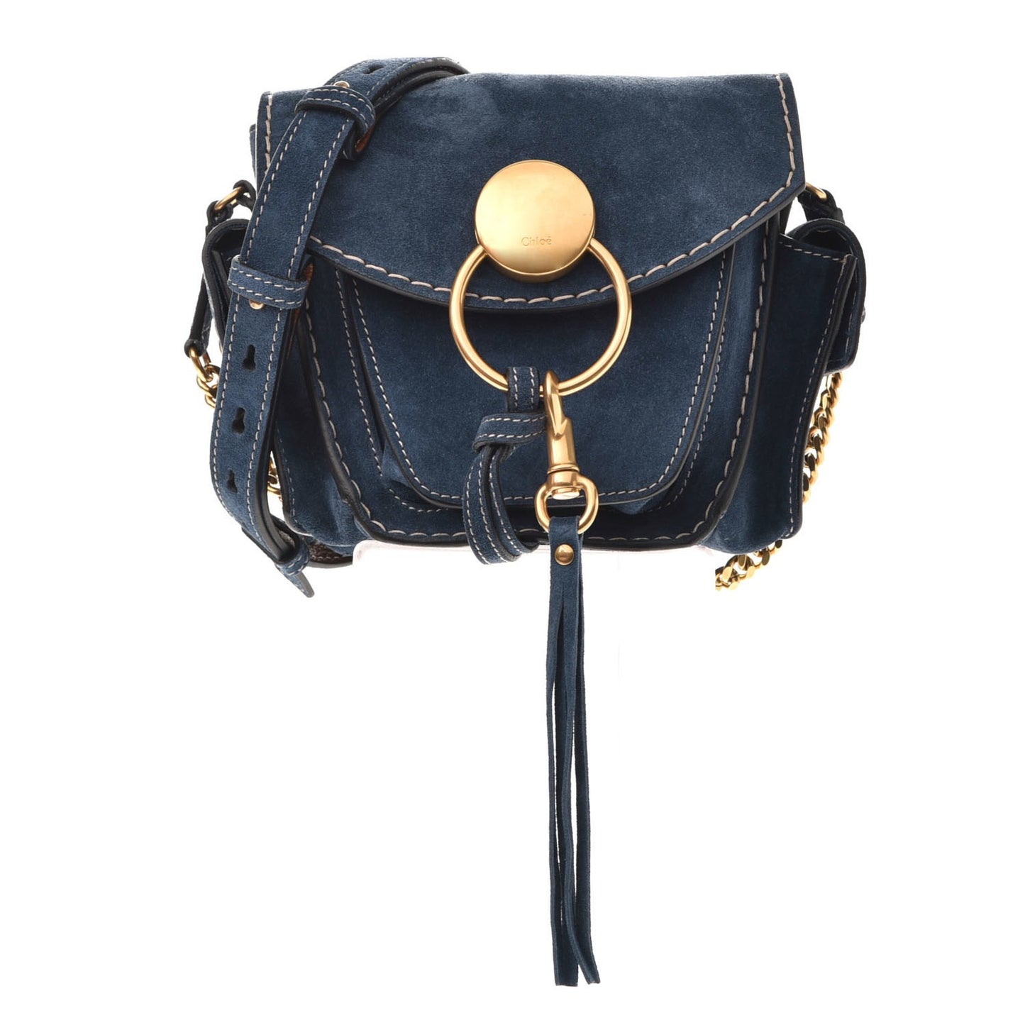 Calfskin Suede Small Jodie Camera Bag Navy