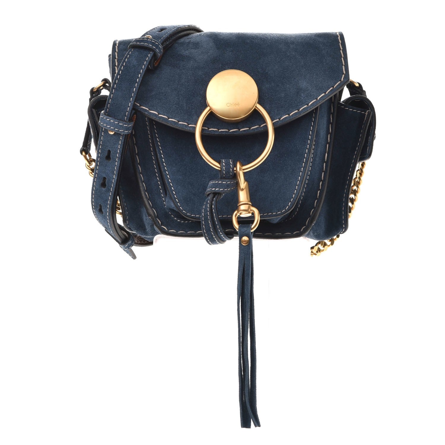 Chloe Calfskin Suede Small Jodie Camera Bag Navy 1 of 7