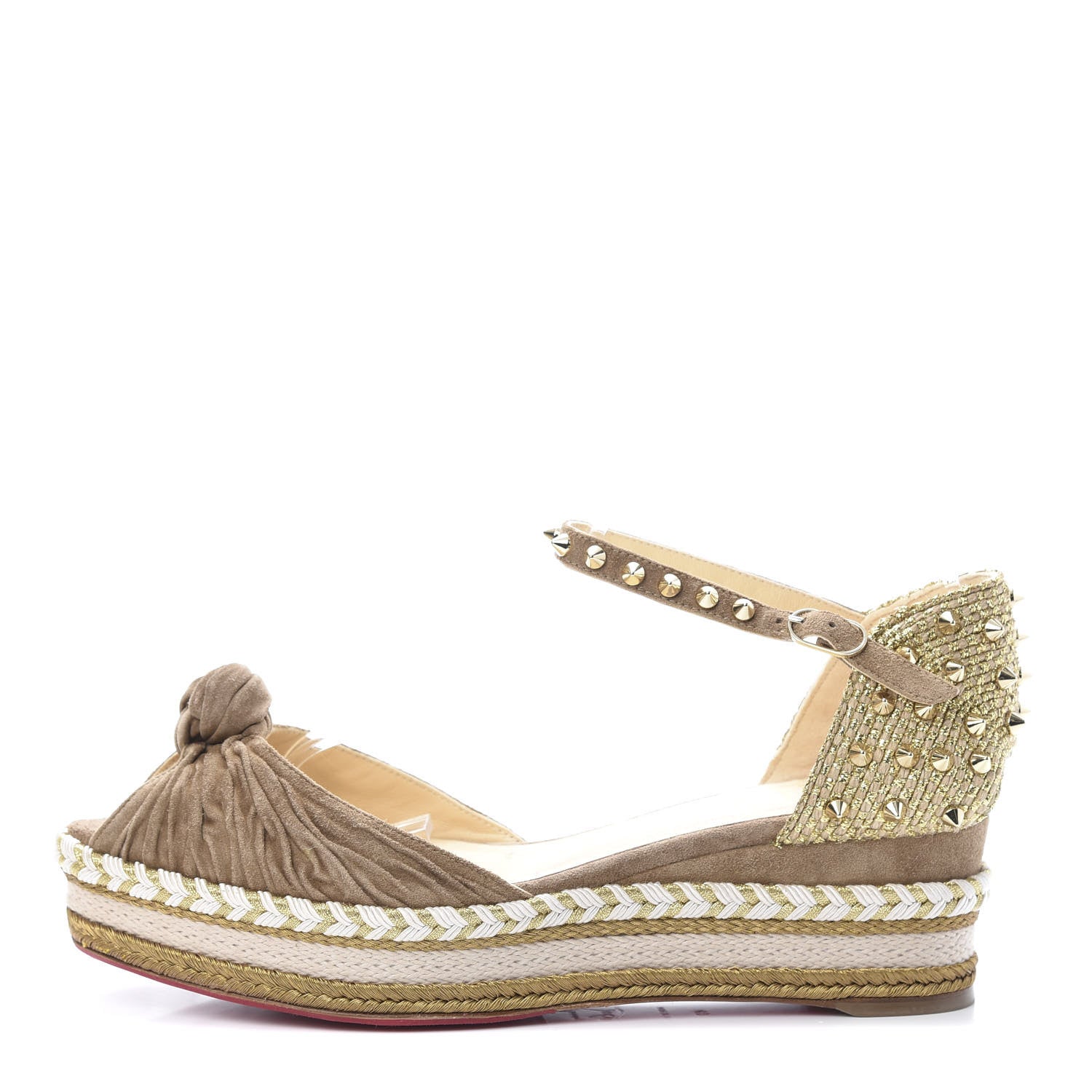 Christian Louboutin Suede Studded Madcarina Platform Sandals 40 Cappuccino 1 of 8