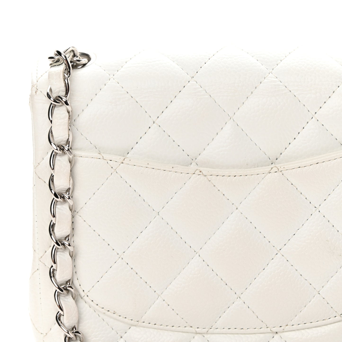 Caviar Quilted Mini Square Flap White