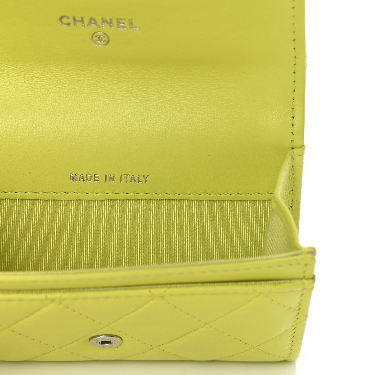 Chanel Lambskin Quilted Flap Card Holder Wallet Yellow 7 of 9