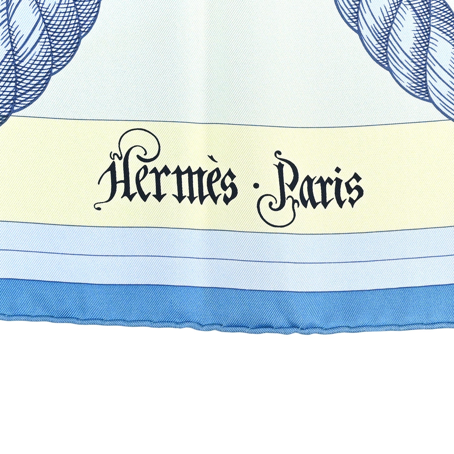 Hermes Silk Double Face Della Cavalleria Finesse Scarf 90 Bleu Vert Lavande 2 of 4