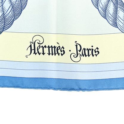 Hermes Silk Double Face Della Cavalleria Finesse Scarf 90 Bleu Vert Lavande 2 of 4