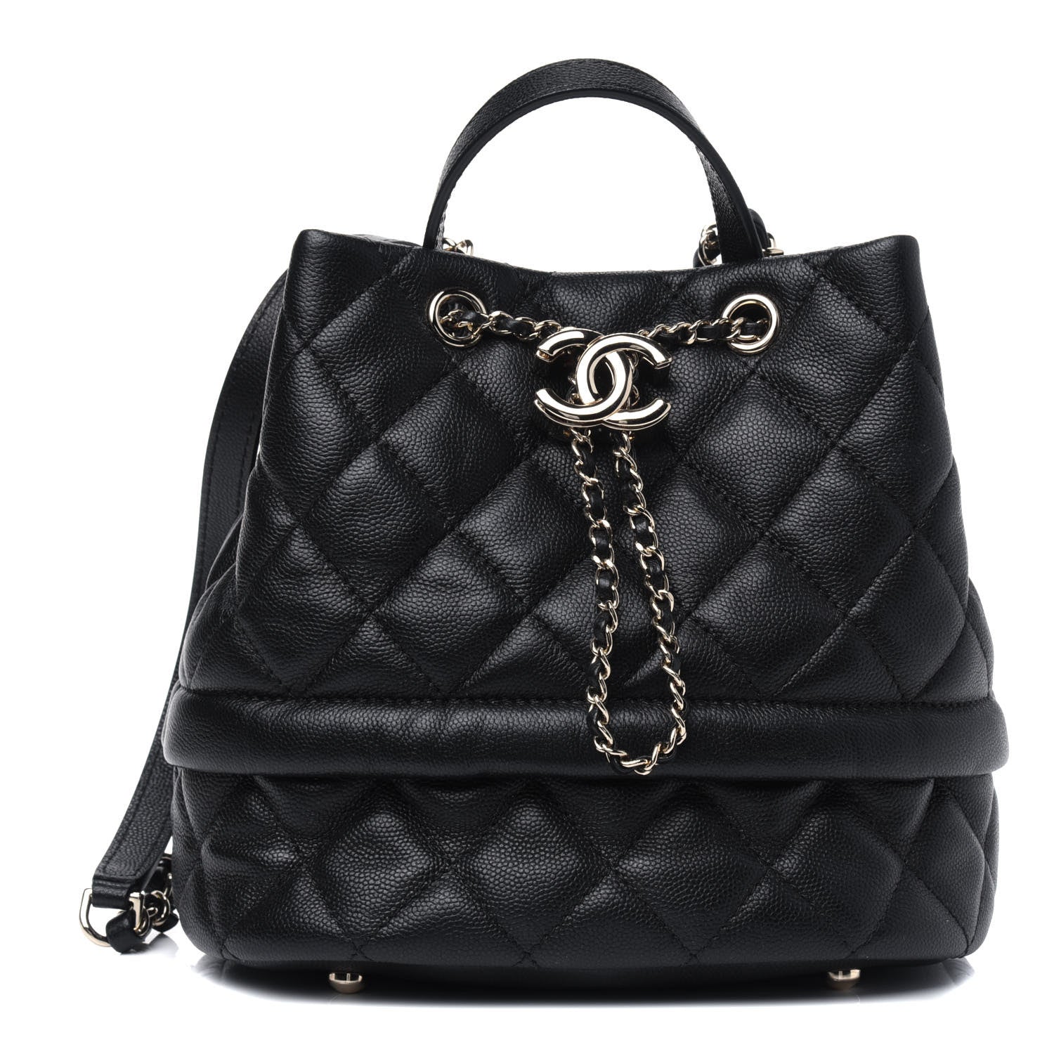 Chanel Caviar Quilted Rolled Up Bucket Drawstring Bag Black 1 of 4
