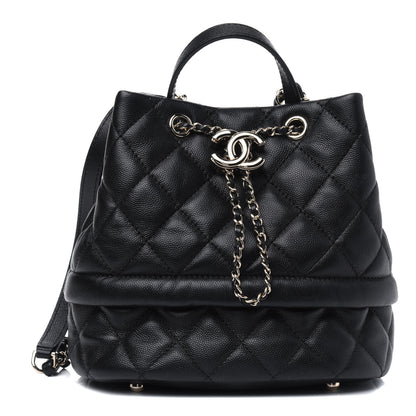 Chanel Caviar Quilted Rolled Up Bucket Drawstring Bag Black 1 of 4