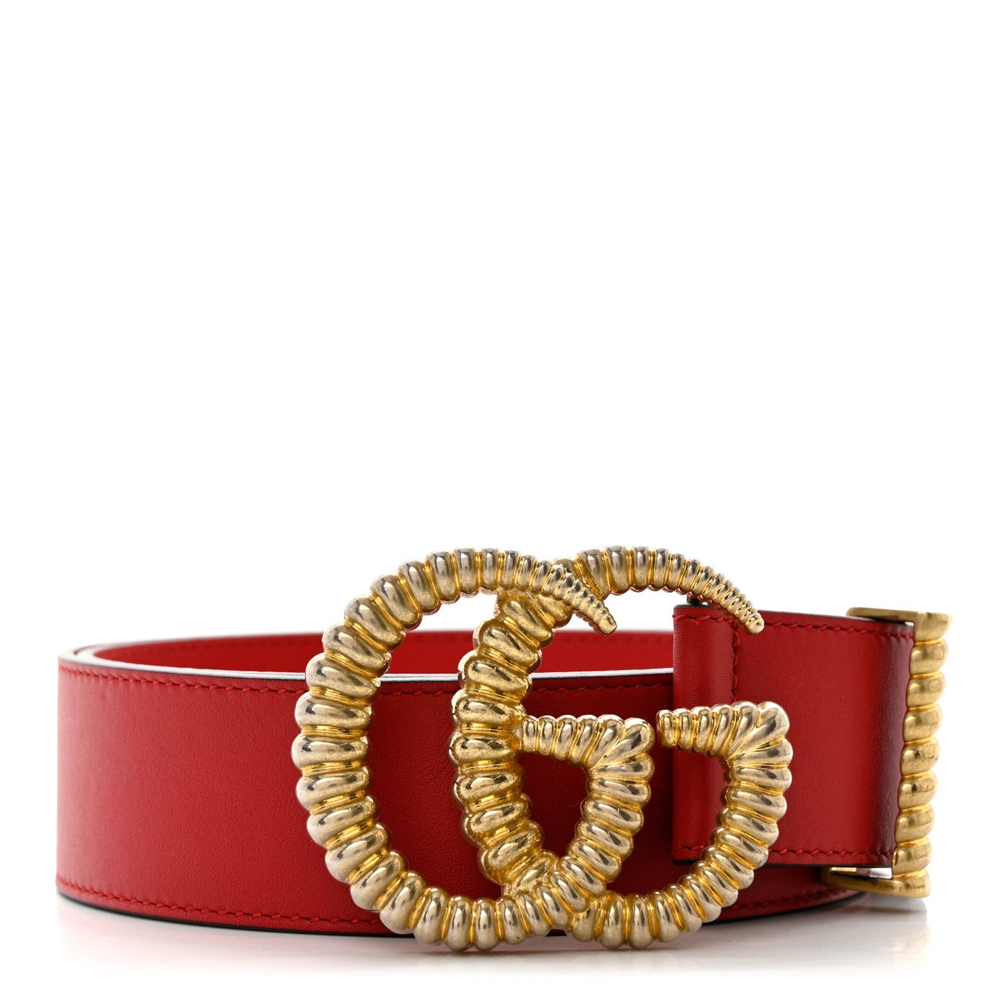 Moon Calfskin Torchon Double G 40mm Belt 85 34 Hibiscus Red