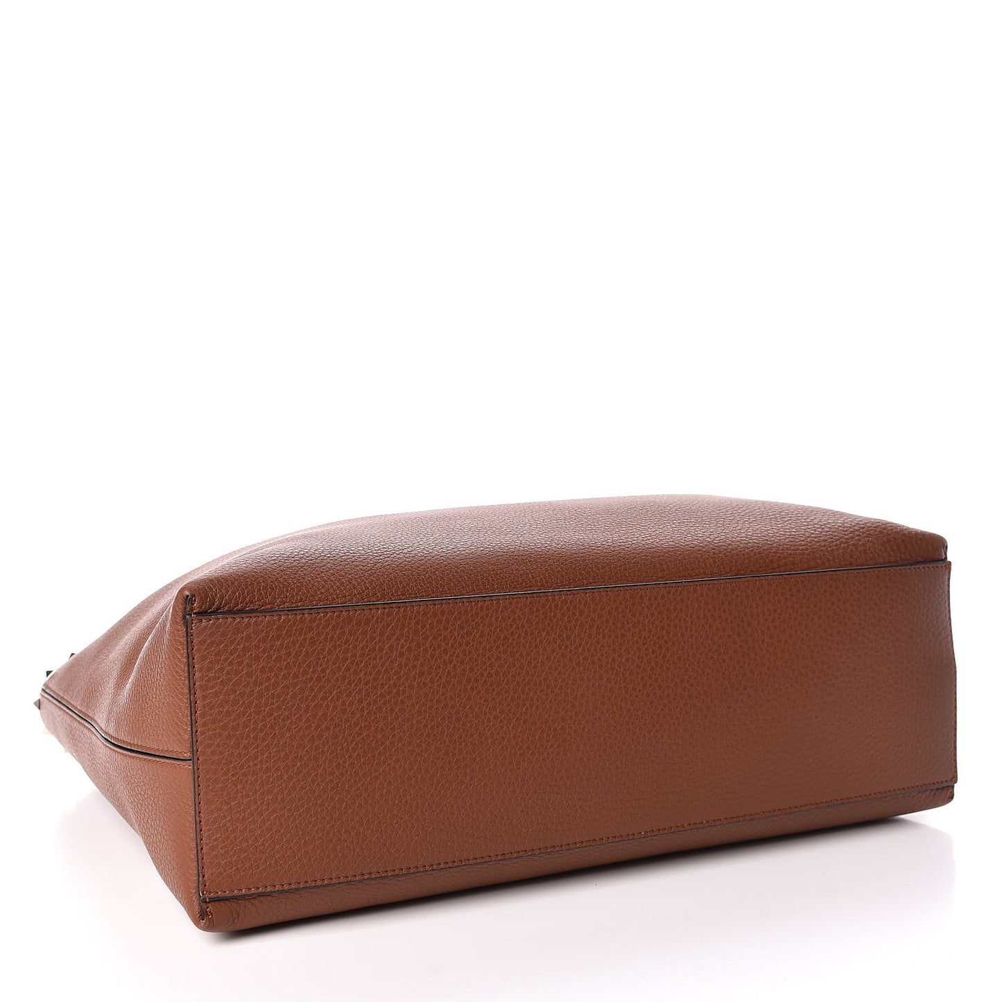 Grained Calfskin Rockstud Shoulder Tote Bright Cognac