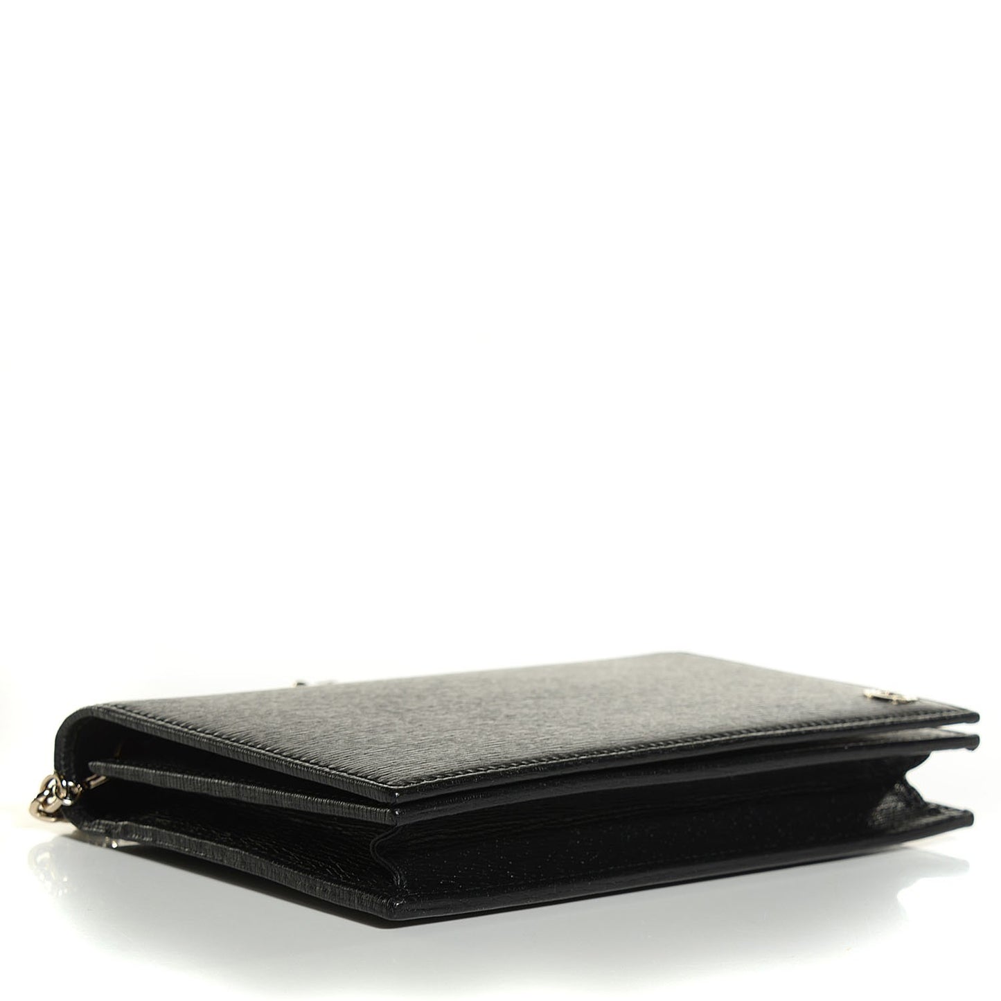 Textured Calfskin Medium Betty Chain Wallet Black