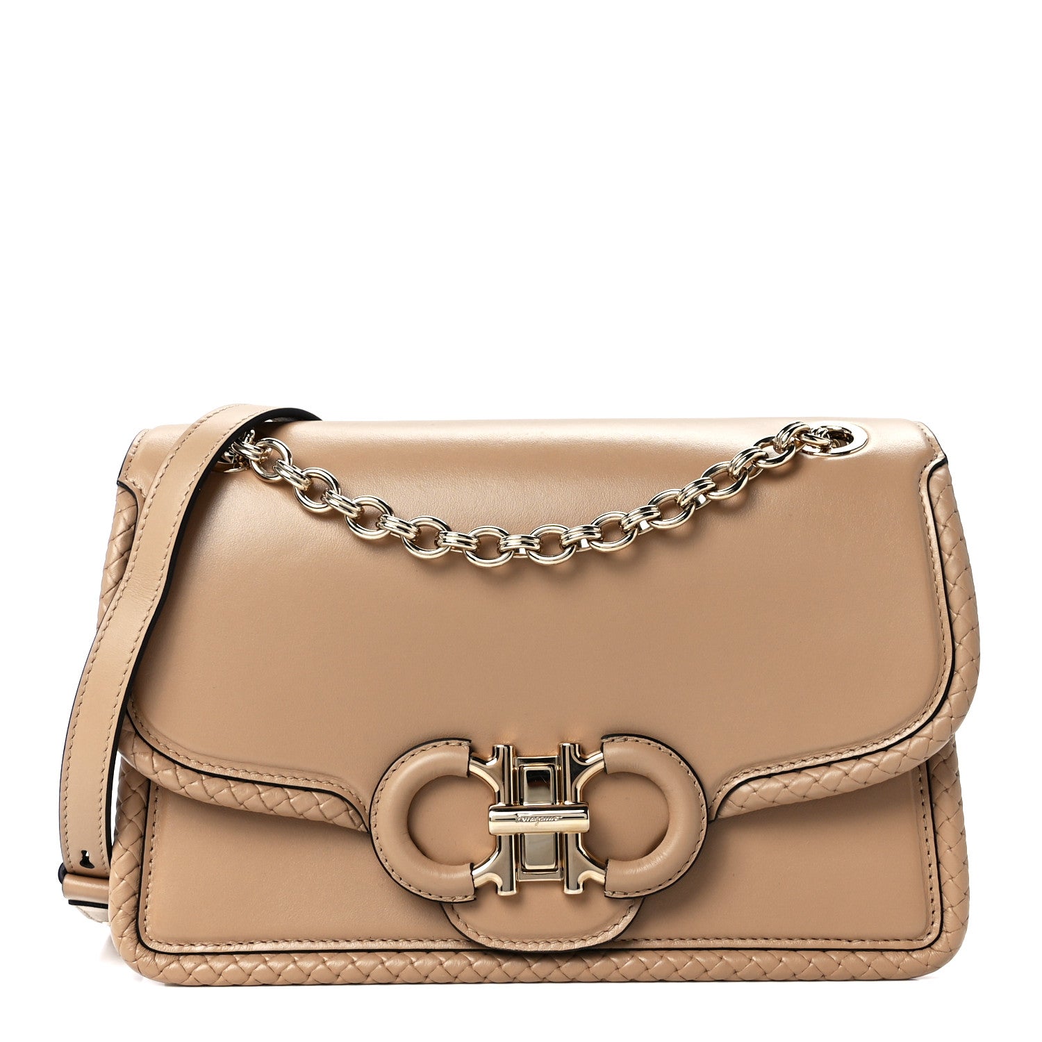 Salvatore Ferragamo Calfskin Gancini Flap Bag Cashew 1 of 10