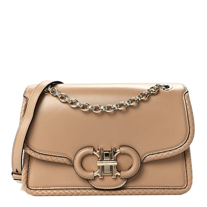 Salvatore Ferragamo Calfskin Gancini Flap Bag Cashew 1 of 10