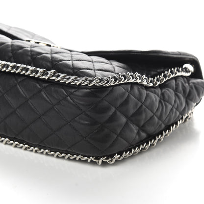 Chanel Washed Lambskin Quilted Maxi Chain Around Flap Black 7 of 10