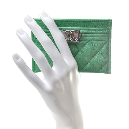 Chanel Caviar Quilted Boy Card Holder Green 2 of 9