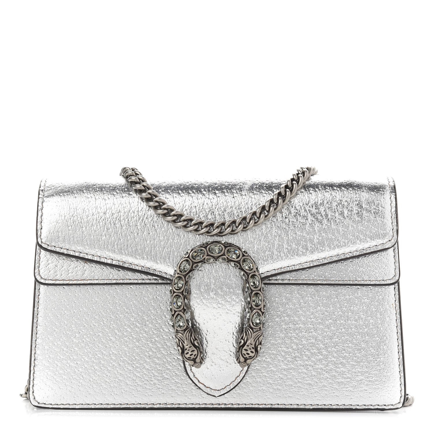Gucci Metallic Calfskin Super Mini Dionysus Shoulder Bag Silver 1 of 9