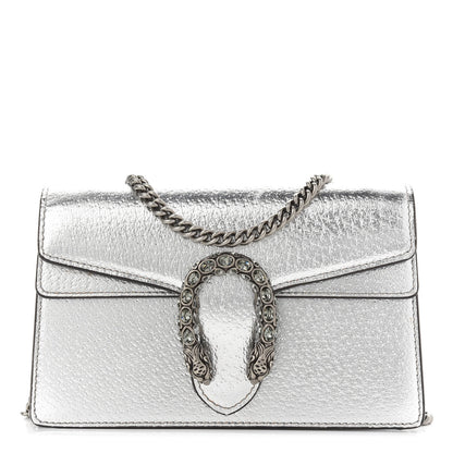 Gucci Metallic Calfskin Super Mini Dionysus Shoulder Bag Silver 1 of 9