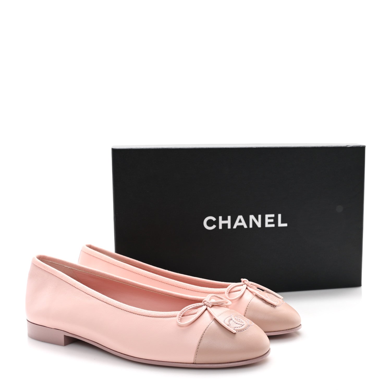 Chanel Lambskin Cap Toe CC Ballerina Flats 38 Light Pink Dark Pink 10 of 10