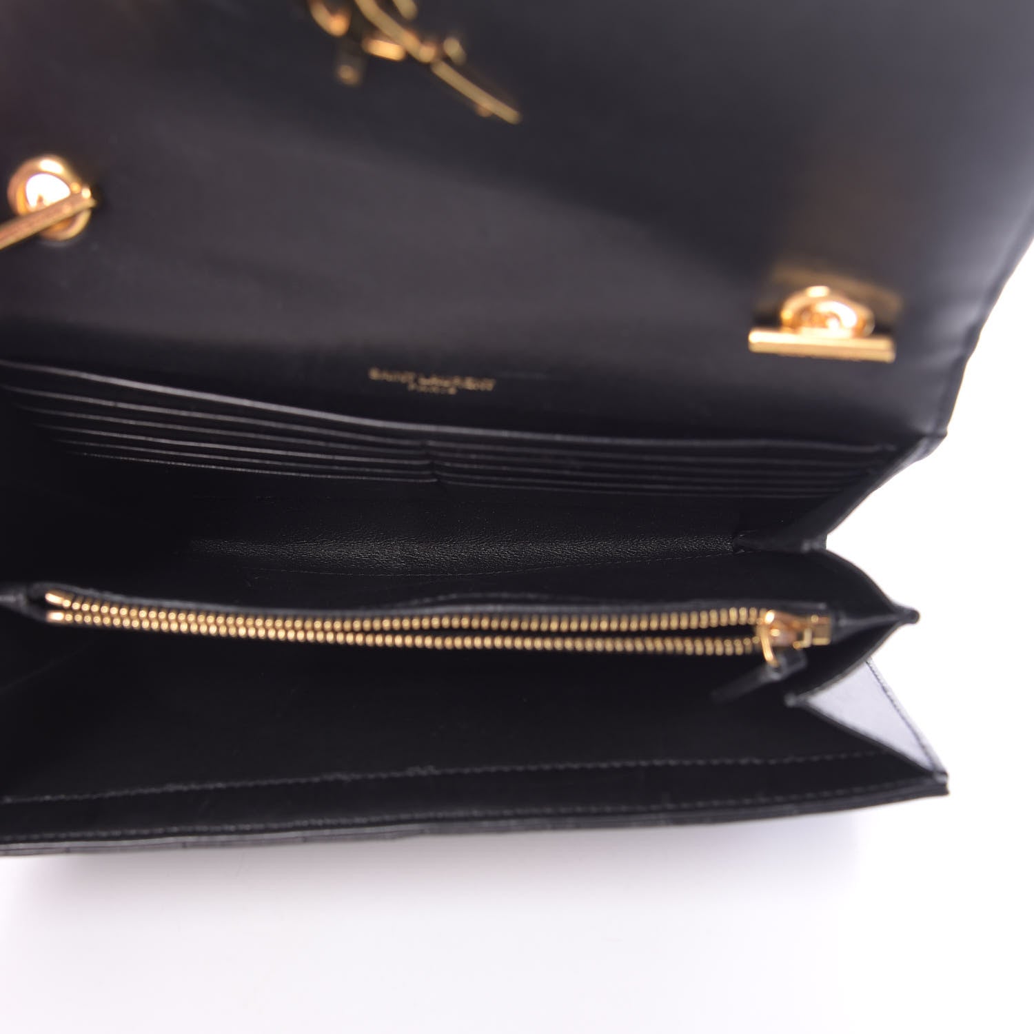 Saint Laurent Lambskin Matelasse Monogram Vicky Chain Wallet Black 5 of 14