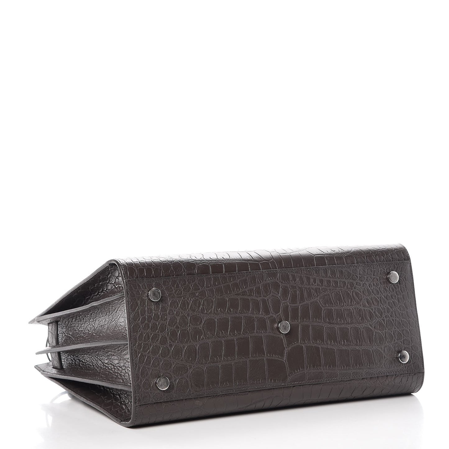 Calfskin Crocodile Embossed Small Sac De Jour Coal