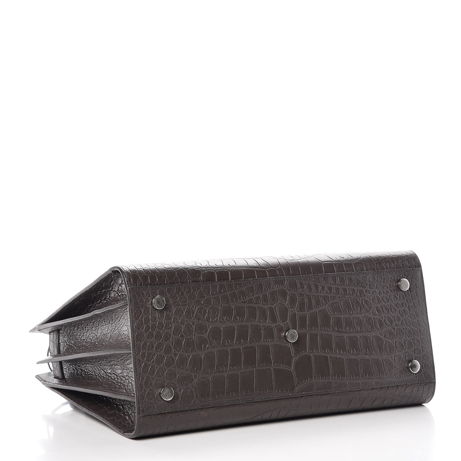 Saint Laurent Calfskin Crocodile Embossed Small Sac De Jour Coal 5 of 10