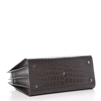 Saint Laurent Calfskin Crocodile Embossed Small Sac De Jour Coal 5 of 10