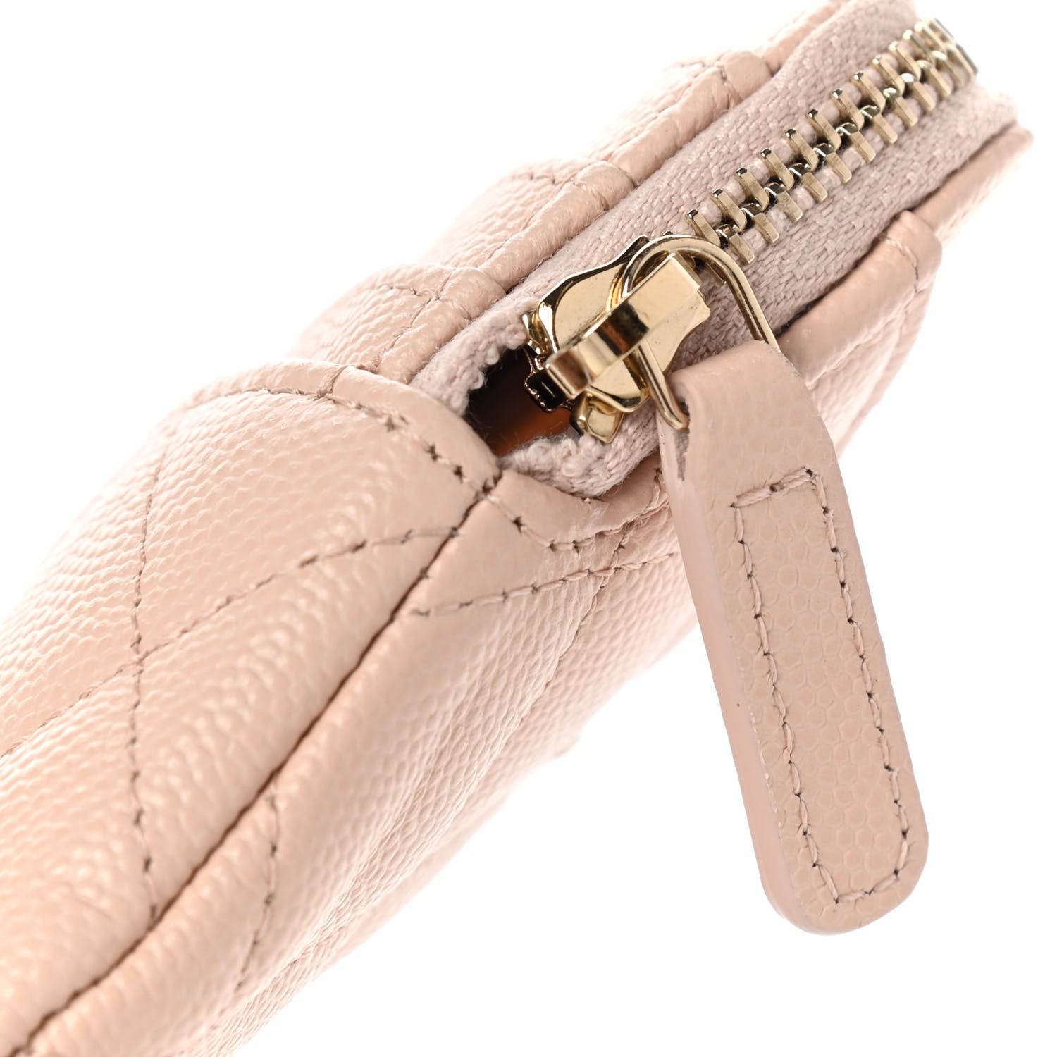 Chanel Caviar Quilted Zip Card Holder Wallet Light Beige 8 of 8