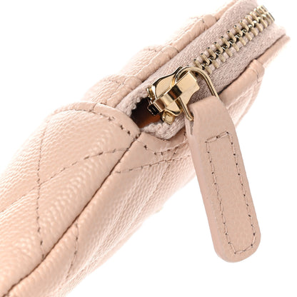 Chanel Caviar Quilted Zip Card Holder Wallet Light Beige 8 of 8